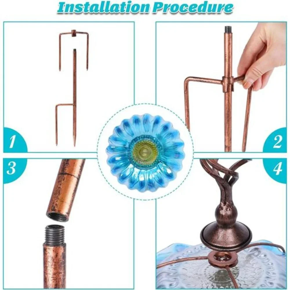 Bird Baths for Outdoors, Outdoor Bird Bath,Glass Birdbath Sunflower Bird Feeders